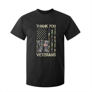 Thank You Veterans T Shirt For Kid Camo American Flag Military Supportive Veterans Day TS10 Black Print Your Wear