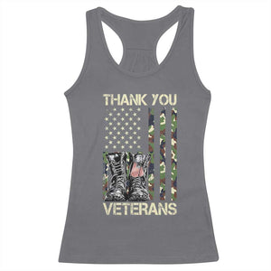 Thank You Veterans Racerback Tank Top Camo American Flag Military Supportive Veterans Day TS10 Charcoal Print Your Wear