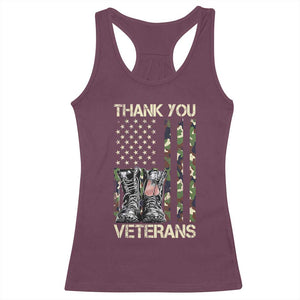 Thank You Veterans Racerback Tank Top Camo American Flag Military Supportive Veterans Day TS10 Maroon Print Your Wear