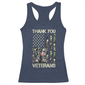 Thank You Veterans Racerback Tank Top Camo American Flag Military Supportive Veterans Day TS10 Navy Print Your Wear