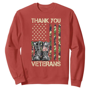 Thank You Veterans Sweatshirt Camo American Flag Military Supportive Veterans Day TS10 Red Print Your Wear