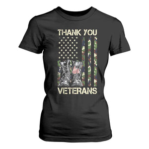 Thank You Veterans T Shirt For Women Camo American Flag Military Supportive Veterans Day TS10 Black Print Your Wear