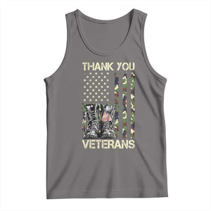 Thank You Veterans Tank Top Camo American Flag Military Supportive Veterans Day TS10 Deep Heather Print Your Wear