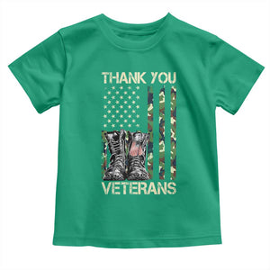 Thank You Veterans Toddler T Shirt Camo American Flag Military Supportive Veterans Day TS10 Irish Green Print Your Wear