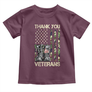 Thank You Veterans Toddler T Shirt Camo American Flag Military Supportive Veterans Day TS10 Maroon Print Your Wear