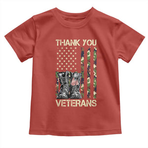 Thank You Veterans Toddler T Shirt Camo American Flag Military Supportive Veterans Day TS10 Red Print Your Wear