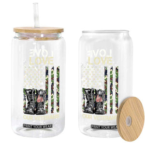 Love Our Veterans Glass Can Camo American Flag Military Supportive Veterans Day TS10 Print Your Wear