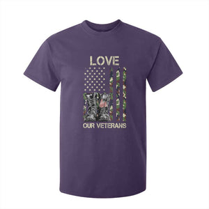 Love Our Veterans T Shirt For Kid Camo American Flag Military Supportive Veterans Day TS10 Purple Print Your Wear