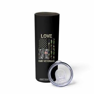 Love Our Veterans Skinny Tumbler Camo American Flag Military Supportive Veterans Day TS10 Print Your Wear