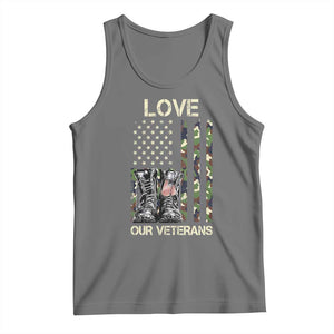 Love Our Veterans Tank Top Camo American Flag Military Supportive Veterans Day TS10 Black Heather Print Your Wear