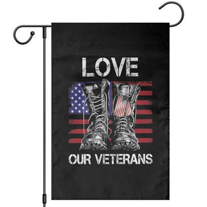 Love Our Veterans Garden Flag American Flag Military Supportive Veterans Day TS10 Black Print Your Wear