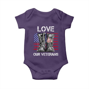 Love Our Veterans Baby Onesie American Flag Military Supportive Veterans Day TS10 Purple Print Your Wear