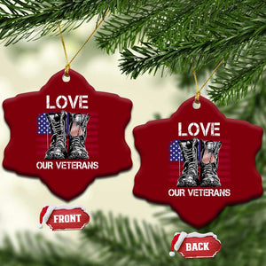 Love Our Veterans Ceramic Ornament American Flag Military Supportive Veterans Day TS10 Print Your Wear