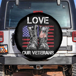 Love Our Veterans Spare Tire Cover American Flag Military Supportive Veterans Day TS10 No hole Black Print Your Wear