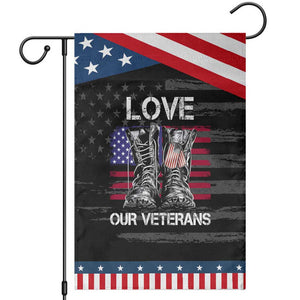 Love Our Veterans Garden Flag American Flag Military Supportive Veterans Day TS10 Distressed Black Blue Print Your Wear