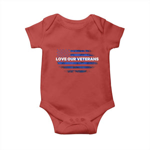 Love Our Veterans Baby Onesie Veterans Day Grunge American Flag TS10 Red Print Your Wear