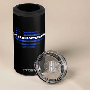 Love Our Veterans 4 in 1 Can Cooler Tumbler Veterans Day Grunge American Flag TS10 Print Your Wear