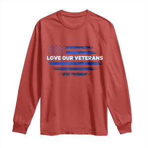 Love Our Veterans Long Sleeve Shirt Veterans Day Grunge American Flag TS10 Red Print Your Wear