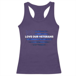 Love Our Veterans Racerback Tank Top Veterans Day Grunge American Flag TS10 Purple Print Your Wear