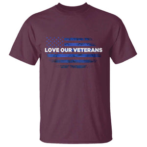 Love Our Veterans T Shirt Veterans Day Grunge American Flag TS10 Maroon Print Your Wear