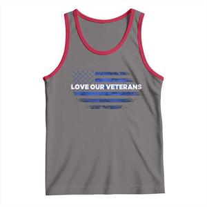 Love Our Veterans Tank Top Veterans Day Grunge American Flag TS10 Deep Heather Red Print Your Wear