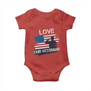 Love Our Veterans Baby Onesie Veterans Day Military Appreciation US Flag TS10 Red Print Your Wear