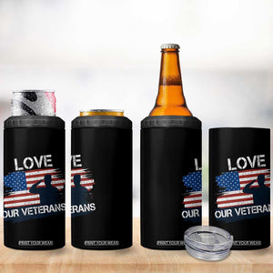 Love Our Veterans 4 in 1 Can Cooler Tumbler Veterans Day Military Appreciation US Flag TS10 Print Your Wear