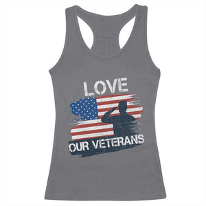 Love Our Veterans Racerback Tank Top Veterans Day Military Appreciation US Flag TS10 Charcoal Print Your Wear