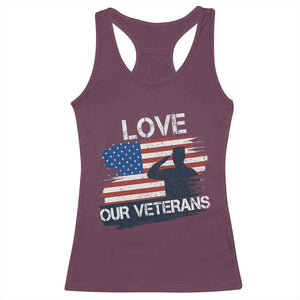 Love Our Veterans Racerback Tank Top Veterans Day Military Appreciation US Flag TS10 Maroon Print Your Wear