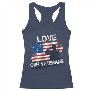 Love Our Veterans Racerback Tank Top Veterans Day Military Appreciation US Flag TS10 Navy Print Your Wear