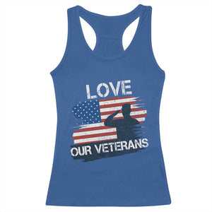 Love Our Veterans Racerback Tank Top Veterans Day Military Appreciation US Flag TS10 Royal Blue Print Your Wear