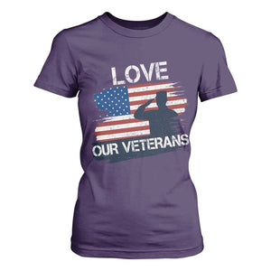 Love Our Veterans T Shirt For Women Veterans Day Military Appreciation US Flag TS10 Purple Print Your Wear