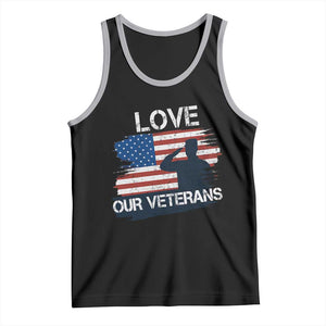 Love Our Veterans Tank Top Veterans Day Military Appreciation US Flag TS10 Black Athletic Heather Print Your Wear