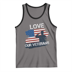Love Our Veterans Tank Top Veterans Day Military Appreciation US Flag TS10 Deep Heather Black Print Your Wear