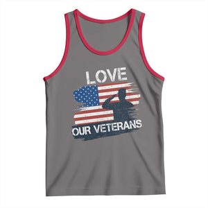 Love Our Veterans Tank Top Veterans Day Military Appreciation US Flag TS10 Deep Heather Red Print Your Wear