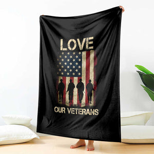 Love Our Veterans Throw Blanket US Veterans Day Proud Military Family US Flag TS10 Print Your Wear