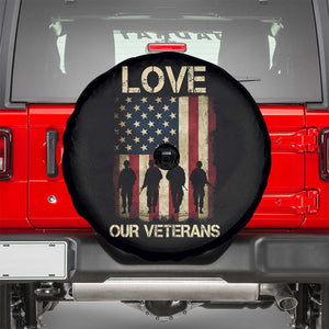 Love Our Veterans Spare Tire Cover US Veterans Day Proud Military Family US Flag TS10 Black Print Your Wear