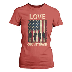 Love Our Veterans T Shirt For Women US Veterans Day Proud Military Family US Flag TS10 Red Print Your Wear