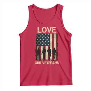 Love Our Veterans Tank Top US Veterans Day Proud Military Family US Flag TS10 Red Print Your Wear