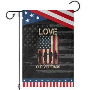 Love Our Veterans Garden Flag US Veterans Day Proud Military Family US Flag TS10 Distressed Black Blue Print Your Wear