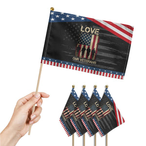 Love Our Veterans Patriotic Handheld Flag US Veterans Day Proud Military Family US Flag TS10 Print Your Wear