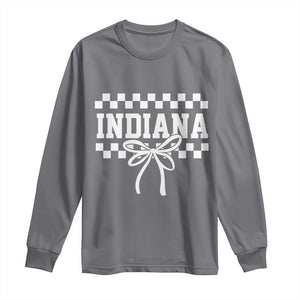 Retro Indiana Long Sleeve Shirt Coquette Bow Checkered Women Girls Kids TS10 Charcoal Print Your Wear