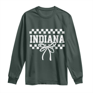 Retro Indiana Long Sleeve Shirt Coquette Bow Checkered Women Girls Kids TS10 Dark Forest Green Print Your Wear