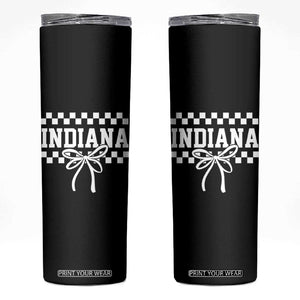 Retro Indiana Skinny Tumbler Coquette Bow Checkered Women Girls Kids TS10 Black Print Your Wear