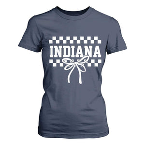 Retro Indiana T Shirt For Women Coquette Bow Checkered Women Girls Kids TS10 Navy Print Your Wear