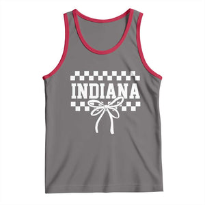 Retro Indiana Tank Top Coquette Bow Checkered Women Girls Kids TS10 Deep Heather Red Print Your Wear