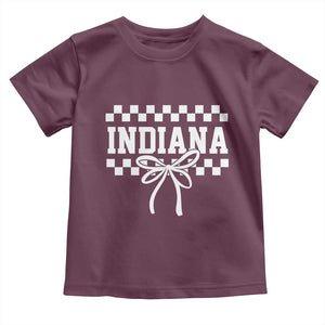 Retro Indiana Toddler T Shirt Coquette Bow Checkered Women Girls Kids TS10 Maroon Print Your Wear