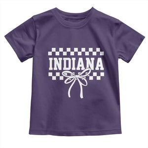 Retro Indiana Toddler T Shirt Coquette Bow Checkered Women Girls Kids TS10 Purple Print Your Wear