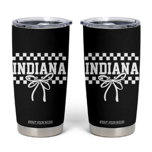 Retro Indiana Tumbler Cup Coquette Bow Checkered Women Girls Kids TS10 Black Print Your Wear