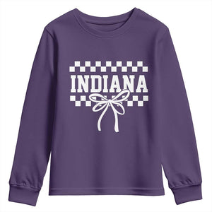 Retro Indiana Youth Sweatshirt Coquette Bow Checkered Women Girls Kids TS10 Purple Print Your Wear
